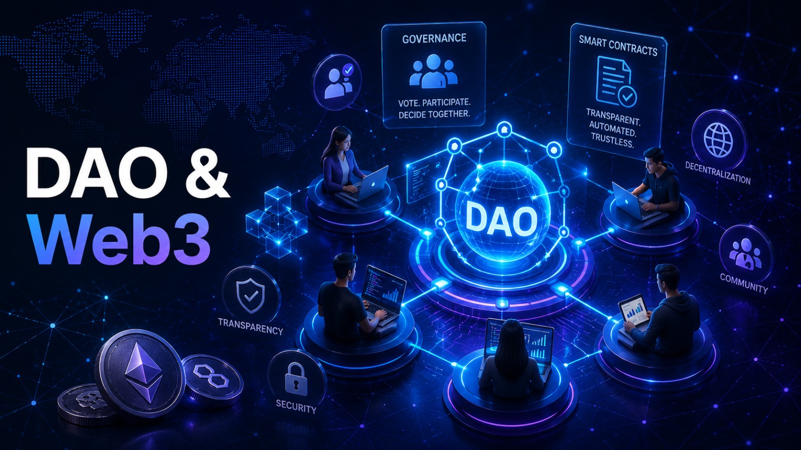 DAO and decentralized organization concept